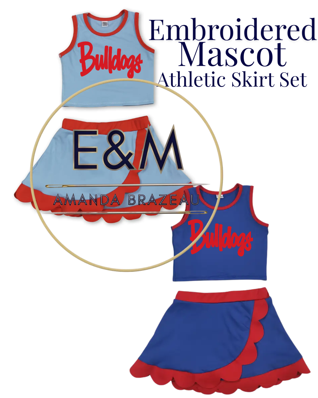 Embroidered Mascot - Athletic Skirt Set