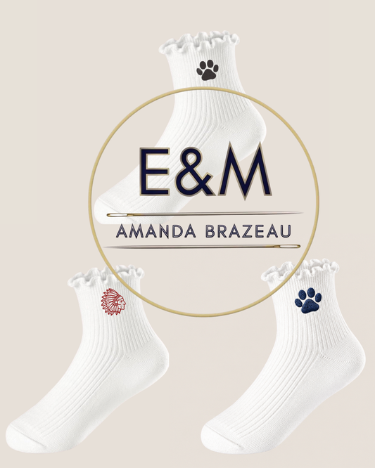 Embroidered Ruffle Socks - YOUTH & ADULT