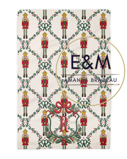 Nutcracker Red Bow Holiday Christmas Kitchen Towel Waffle