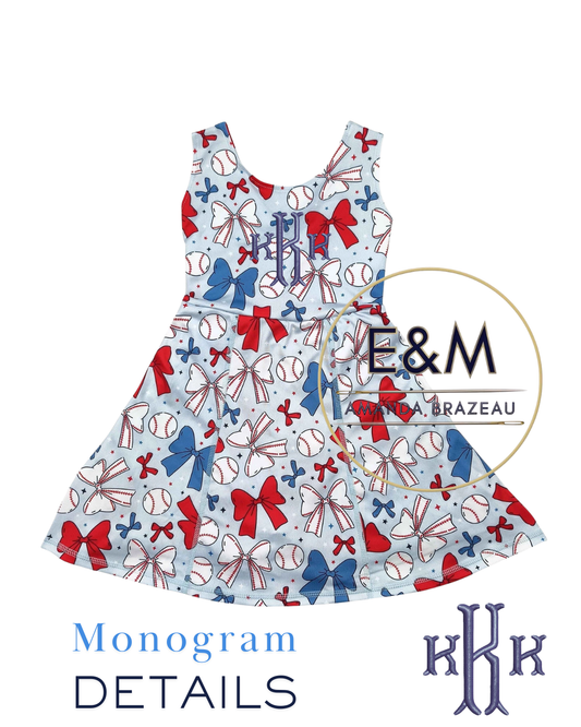 Girls Embroidered Baseball Athletic Dress