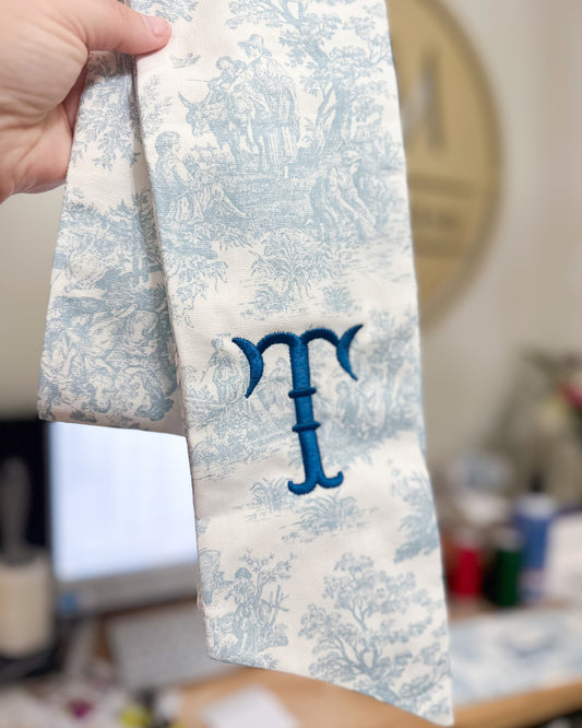 Blue & White Pattern Wreath Sash