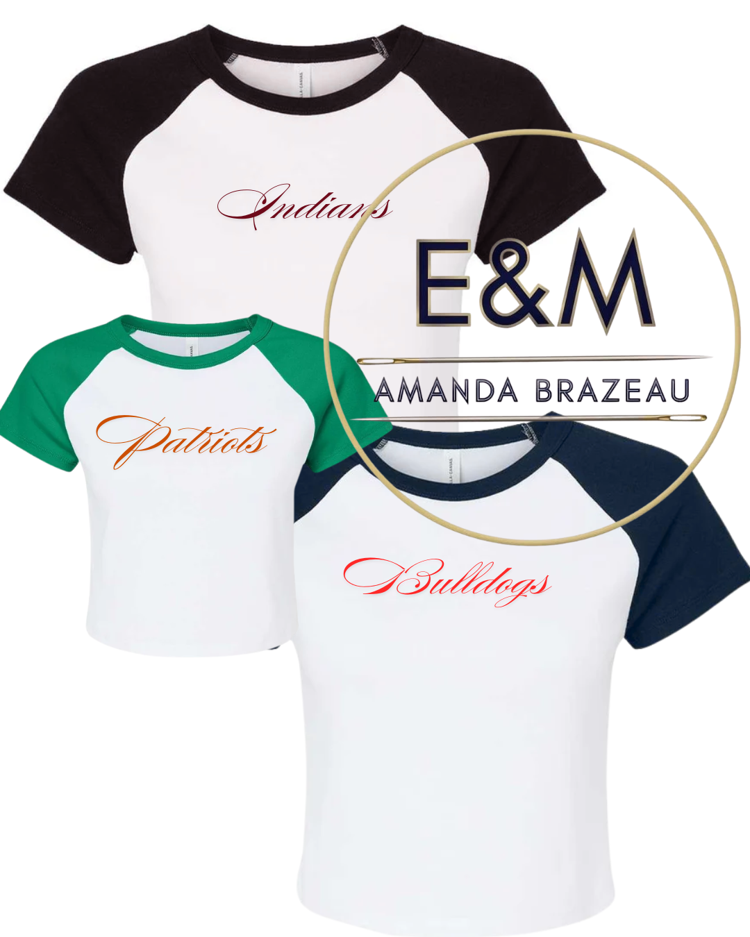 Baby Doll Crop Tee - Embroidered Mascot Tee