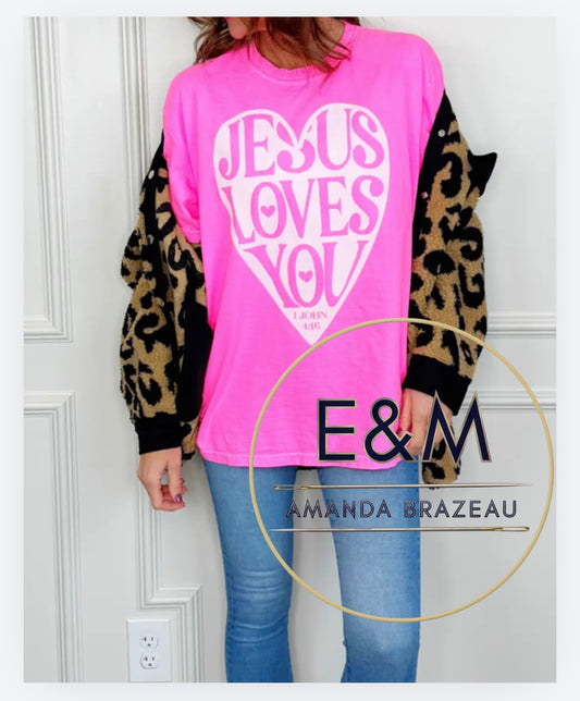 Neon 💗 Jesus Loves You Tee