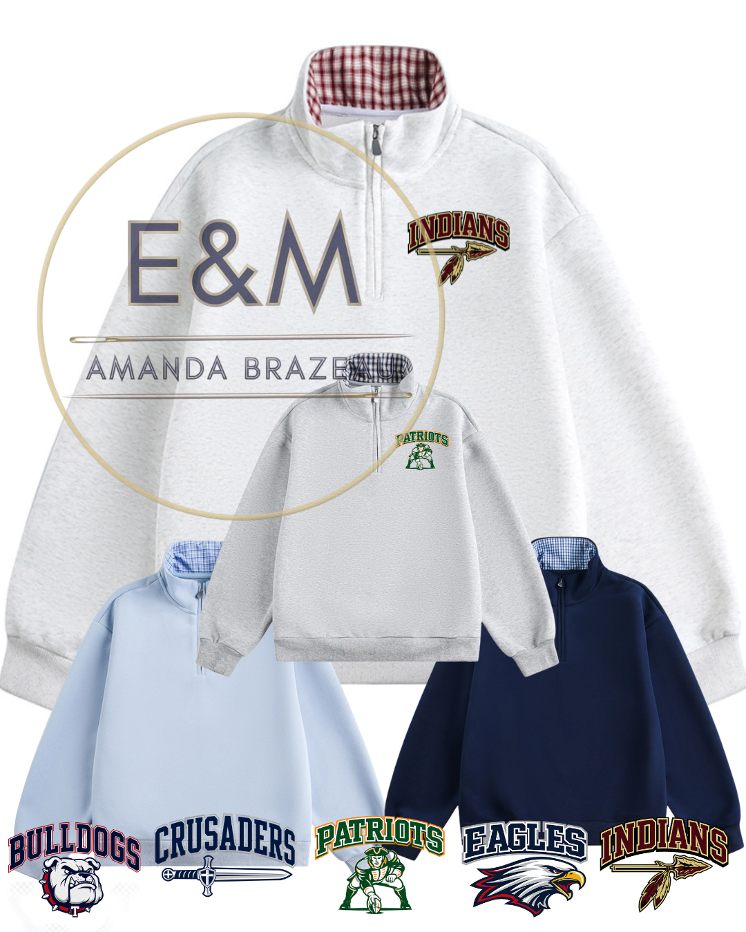 Plaid Mascot Quarter-zip - Embroidered
