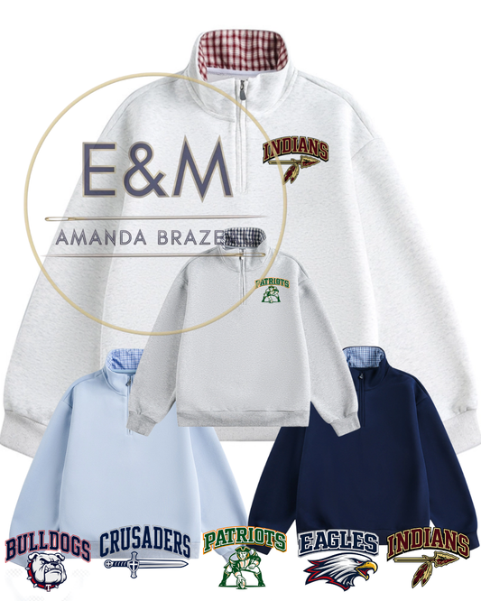 Plaid Mascot Quarter-zip - Embroidered