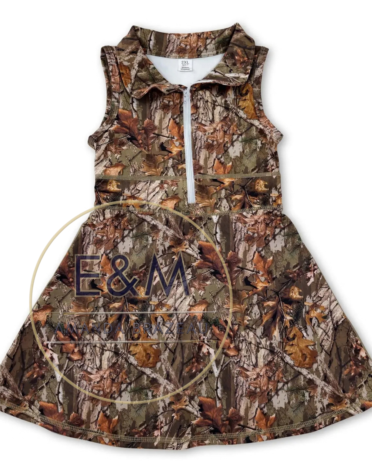 Camo Zipper Kids Girls Athletic Dresses