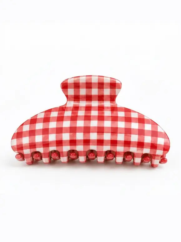 Red Gingham Claw Clip